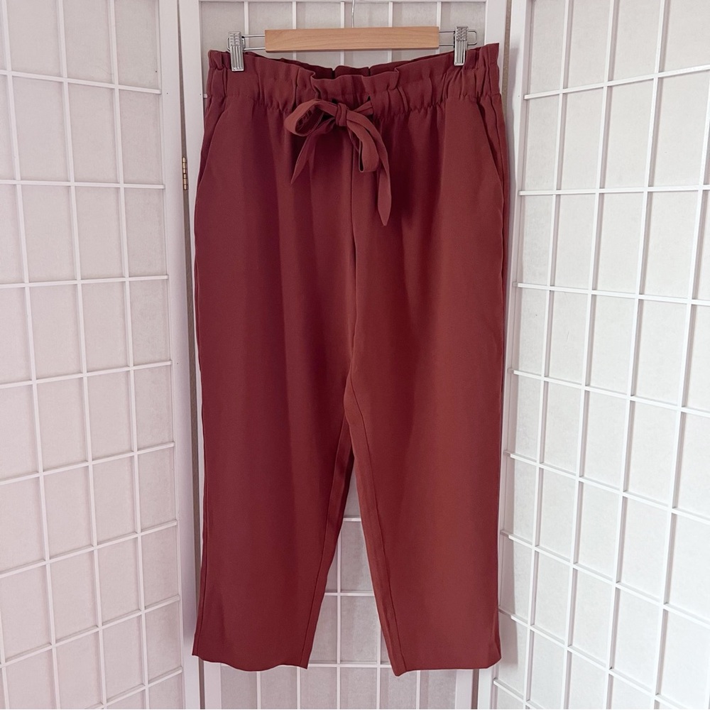 Loft Burnt Sienna Orange High Waisted Paperbag Cropped Pant Medium Petite